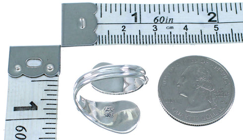 American Indian Sterling Silver Coral Adjustable Ring Size 7,8,9 RX109477