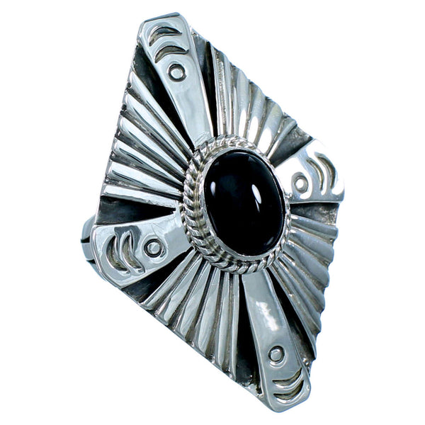 Black Onyx Navajo Sterling Silver Ring Size 6-1/2 SX109693