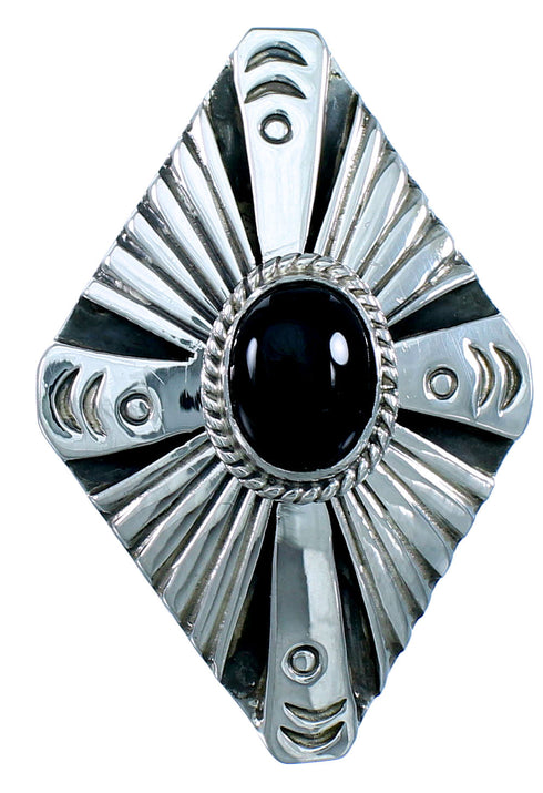 Sterling Silver Black Onyx Navajo Ring Size 7-3/4 SX109696