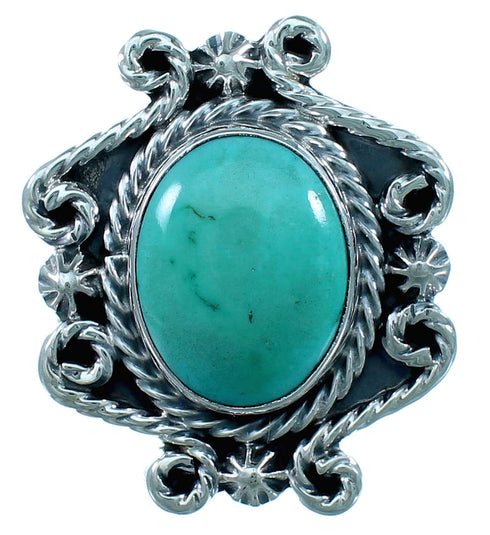 American Indian Sterling Silver And Turquoise Ring Size 6-3/4 RX109839