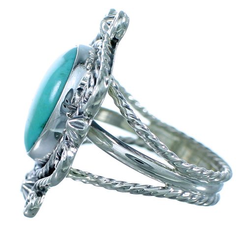 American Indian Sterling Silver And Turquoise Ring Size 6-3/4 RX109839