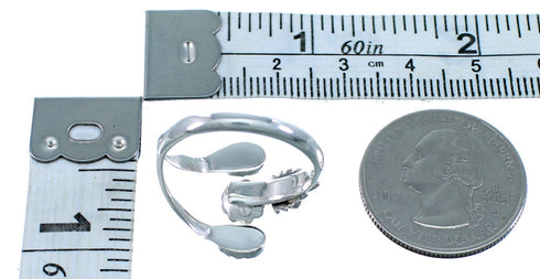 Opal Sterling Silver Feather And Flower American Indian Adjustable Ring Size 8,9,10 RX109554