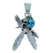 Eagle And Feathers Turquoise Sterling Silver Navajo Pendant SX109583