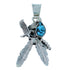 Eagle And Feathers Turquoise Sterling Silver Navajo Pendant SX109583