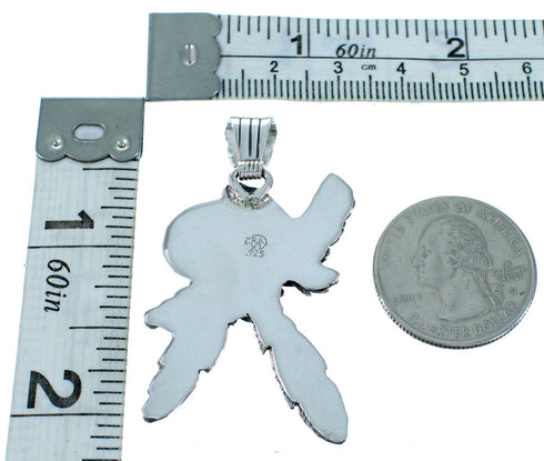 Eagle And Feathers Turquoise Sterling Silver Navajo Pendant SX109583