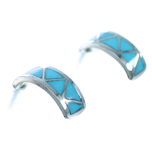 Turquoise Sterling Silver Zuni Post Hoop Earrings SX109660