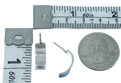 Turquoise Sterling Silver Zuni Post Hoop Earrings SX109660