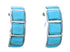 Authentic Sterling Silver And Turquoise Inlay Zuni Post Hoop Earrings SX110069