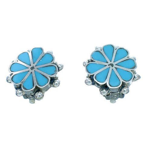 Native American Turquoise Flower Clip On Earrings RX109805