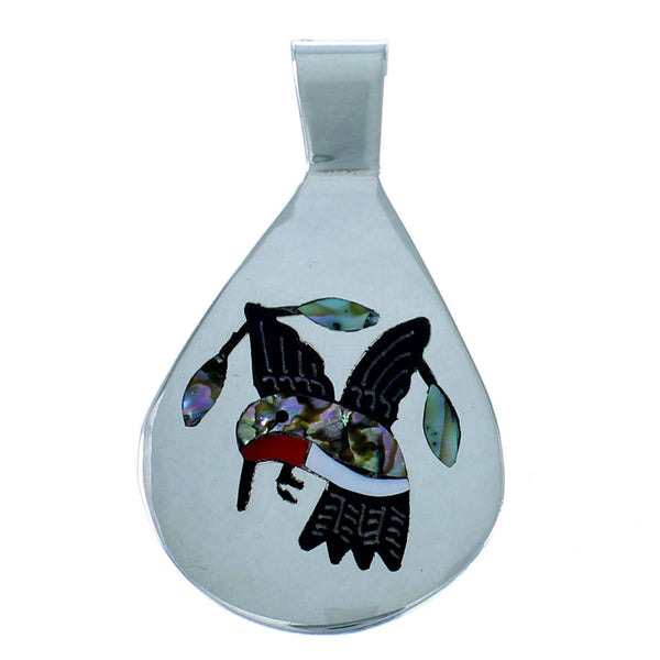 Zuni Multicolor Hummingbird Sterling Silver Pendant RX105518