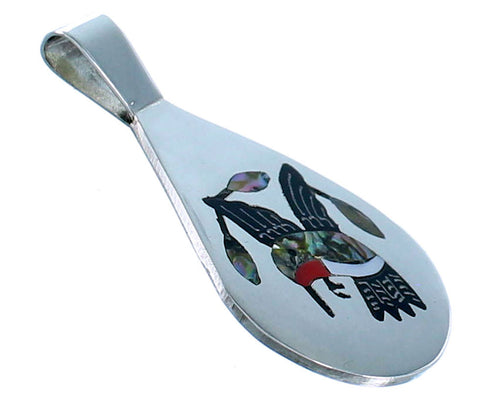 Zuni Multicolor Hummingbird Sterling Silver Pendant RX105518