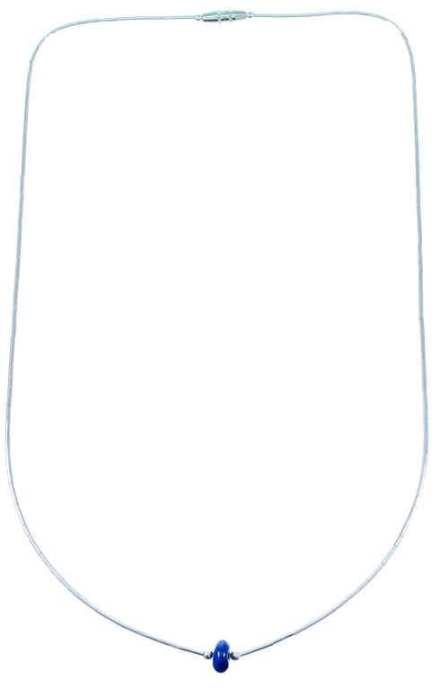 Liquid Sterling Silver And Lapis Layering Bead Necklace SX110093