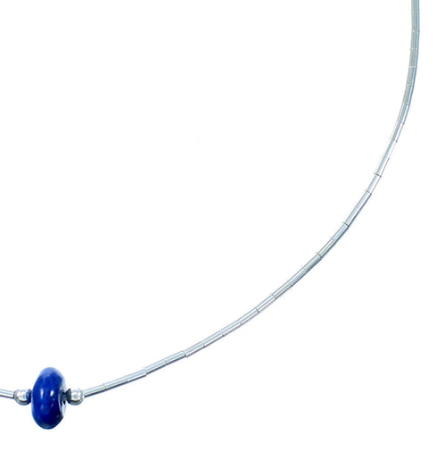 Liquid Sterling Silver And Lapis Layering Bead Necklace SX110093