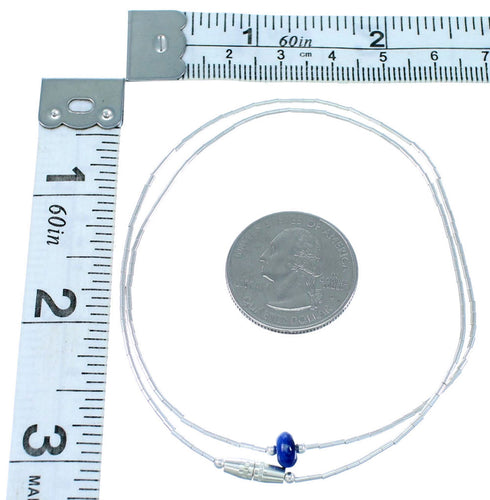 Liquid Sterling Silver And Lapis Layering Bead Necklace SX110093