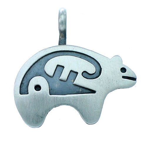 Native American Authentic Sterling Silver Bear Pendant RX110306