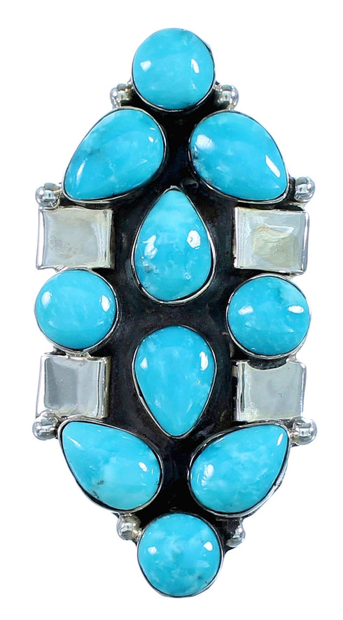 American Indian Turquoise Sterling Silver Ring Size 6 RX110610