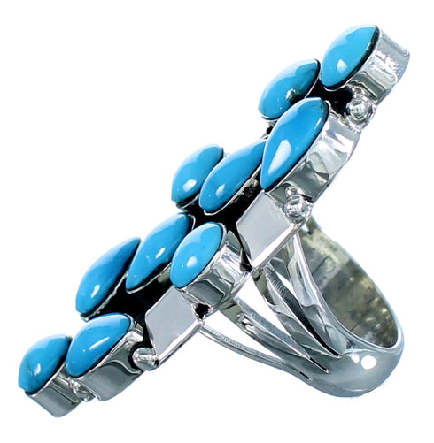 Native American Turquoise Sterling Silver Ring Size 6-3/4 RX110612