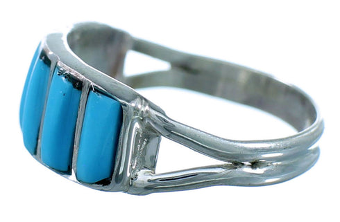 Zuni American Indian Turquoise Sterling Silver Ring Size 8 SX110583