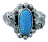 Navajo Sterling Silver Scalloped Leaf Blue Opal Ring Size 5-1/2 SX111044