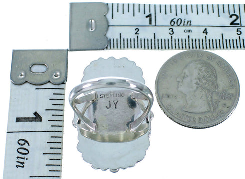 Genuine Sterling Silver Native American Multicolor Cobble Inlay Ring Size 8-3/4 RX110886