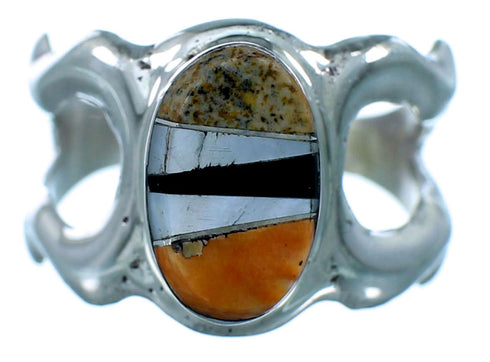 Multicolor Navajo Genuine Sterling Silver Ring Size 8-3/4 RX110899