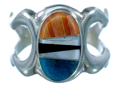 Multicolor Sterling Silver American Indian Ring Size 7-1/4 RX110900