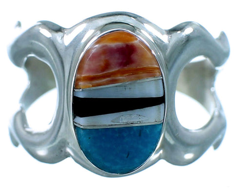 Genuine Sterling Silver Navajo Multicolor Ring Size 8-3/4 RX110902