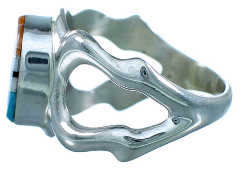 Genuine Sterling Silver Navajo Multicolor Ring Size 8-3/4 RX110902