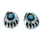 Authentic Sterling Silver Turquosie Bear Paw Navajo Indian Post Earrings RX110733