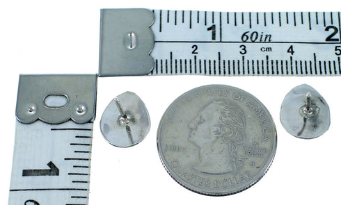 Authentic Sterling Silver Turquosie Bear Paw Navajo Indian Post Earrings RX110733