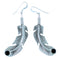 Onyx Sterling Silver Feather Hook Dangle Earrings RX110928