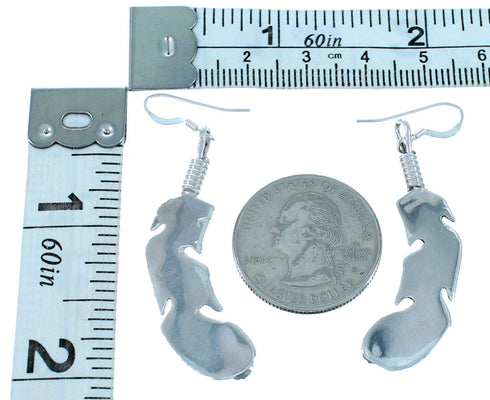 Onyx Sterling Silver Feather Hook Dangle Earrings RX110928