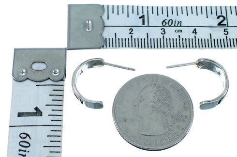 Navajo Sterling Silver 14 Karat Gold Kokopelli Post Hoop Earrings SX110740