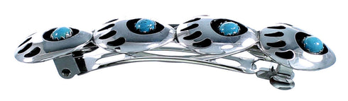Sterling Silver Turquoise Bear Paw Navajo Hair Barrette TX104273