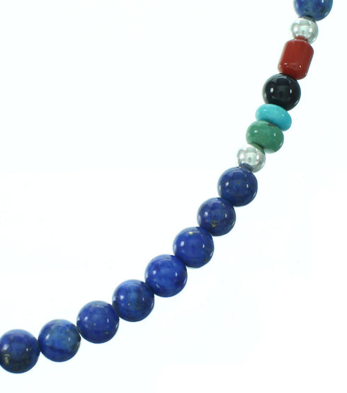 Navajo Multicolor Sterling Silver Bead Necklace RX110988