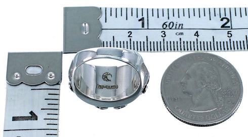 Jet and Silver Southwestern Jewelry Ring Size 6-3/4 YS60979