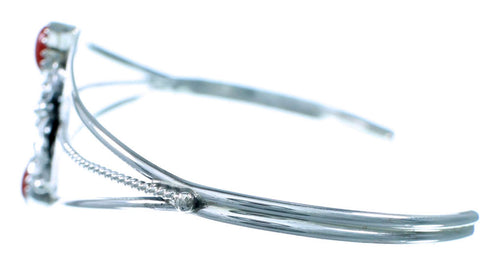 Authentic Sterling Silver Coral Native American Cuff Bracelet RX111321