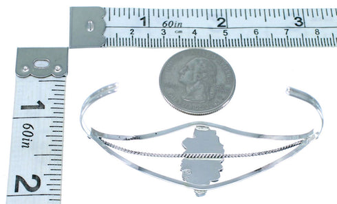 Authentic Sterling Silver Coral Native American Cuff Bracelet RX111321