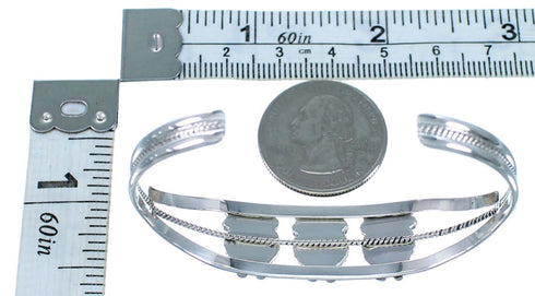 Sterling Silver Navajo Onyx Leaf Cuff Bracelet SX111353