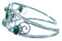 Genuine Sterling Silver Flower And Leaf Malachite Navajo Cuff Bracelet RX111330