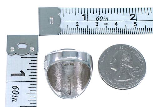 Kokopelli Water Wave Navajo Sterling Silver 14KG Calvin Peterson Ring Size 10 SX111627