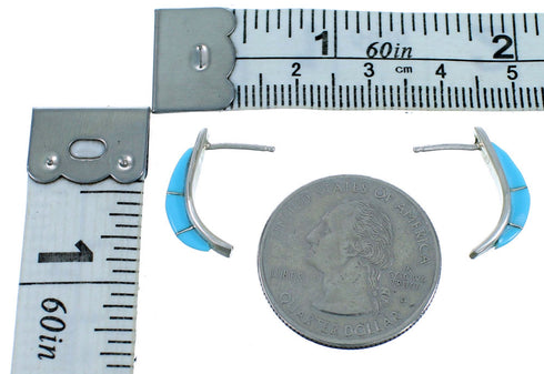 Zuni Sterling Silver And Turquoise Post Hoop Earrings SX111882