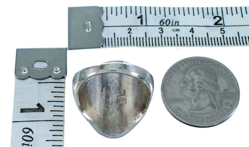 Navajo Sterling Silver Multicolor Inlay Ring Size 9 LX112738