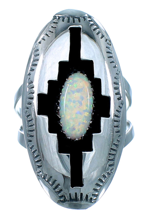 Sterling Silver Opal Native American Ring Size 6-1/4 JX130533