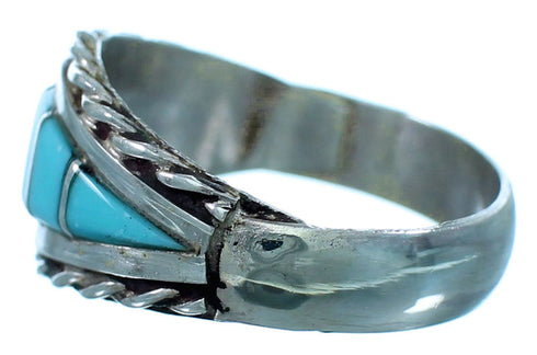 Turquoise Inlay Zuni Indian Sterling Silver Ring Size 6-1/4 LX112849