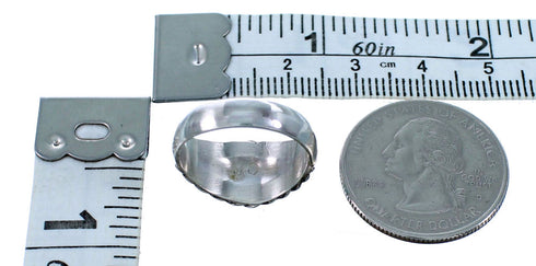 Turquoise Inlay Zuni Indian Sterling Silver Ring Size 6-1/4 LX112849