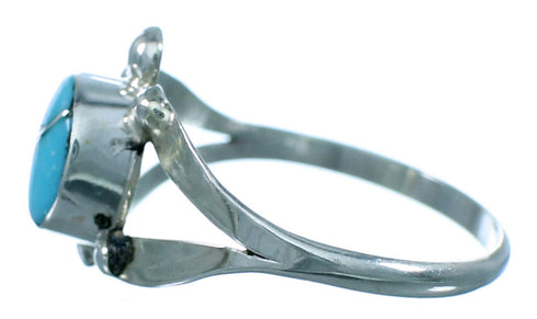 Navajo Sterling Silver Turquoise Turtle Ring Size 7 LX112780