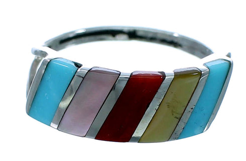 Zuni Indian Multicolor Sterling Silver Ring Size 5-1/2 LX112903
