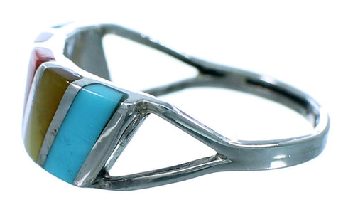 Multicolor Sterling Silver Zuni Ring Size 7 LX112920
