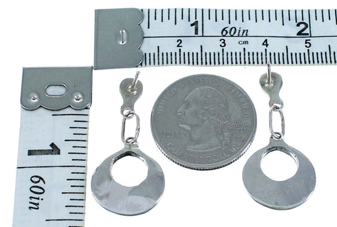 Turquoise Authentic Sterling Silver Zuni Post Dangle Earrings RX112350